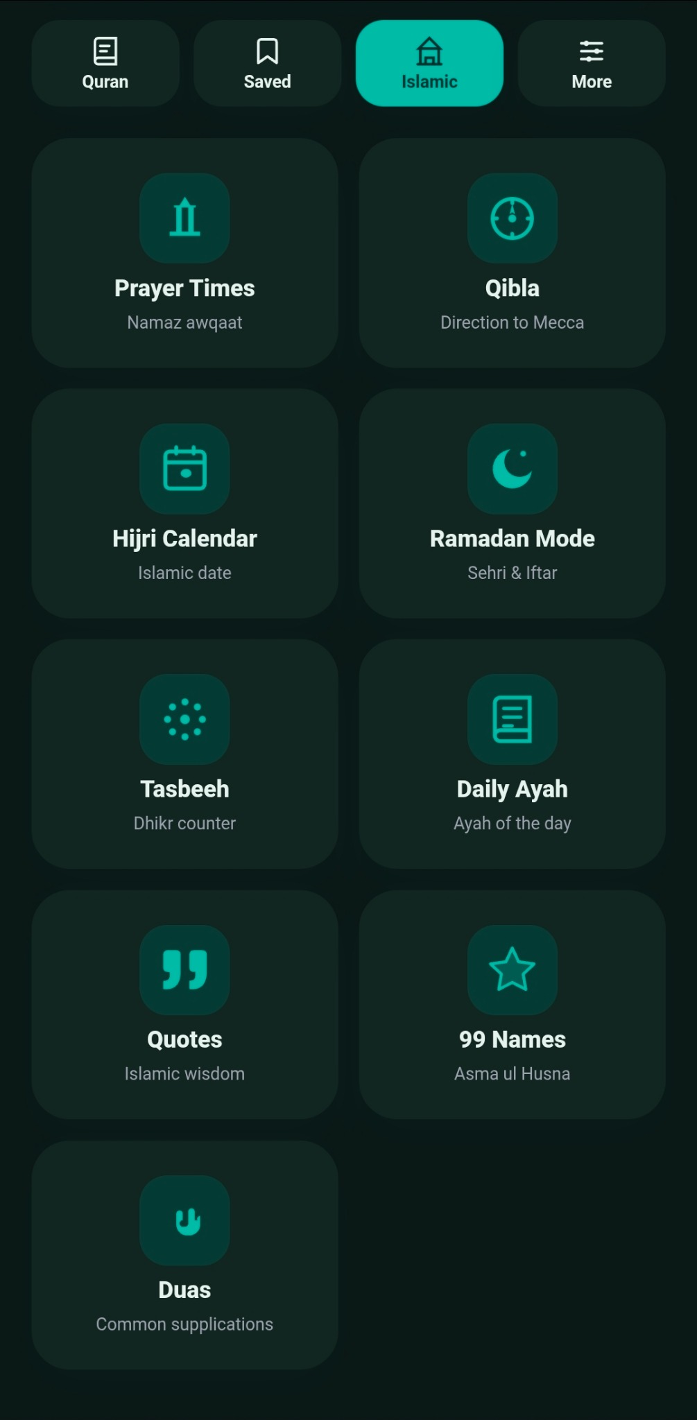 Al-Rehman Quran App — Islamic tools: Qibla, Hijri calendar, Tasbeeh, 99 Names and Duas